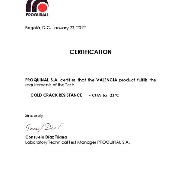 valencia - odpornosc na pekanie CFFA 6a